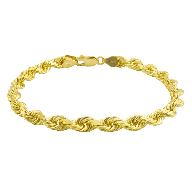 Nuragold 10k Yellow Gold Mens 6mm Solid Diamond Cut Rope Chain Bracelet, 8" 8.5" 9" Walmart