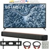 LG 75UP7070PUD 75 Inch LED 4K UHD Smart webOS TV (2021 Model) Bundle with Deco Home 60W 2.0 Channel Soundbar, 37-100 inch TV Wall Mount Bracket Bundle and 6-Outlet Surge Adapter