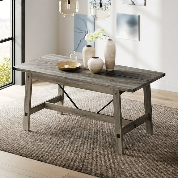 WAMPAT 67.7 Inch Dining Table，Wood Kitchen Table for six Person