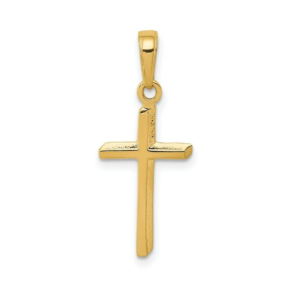 14k Solid Yellow Gold Cross Pendant Necklace for Men and Women Latin Style Minimalist Religious Jewelry High Polish Finish Faith Spiritual Symbol for Daily Wear