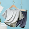 thumbnail image 4 of Gubotare Pajamas for Boys Summer Baby Boys' and Toddler 100% Cotton Sleeve Top and Shorts,2 Piece Pajama Set Size 8-9T (Grey,8-9 Years), 4 of 7