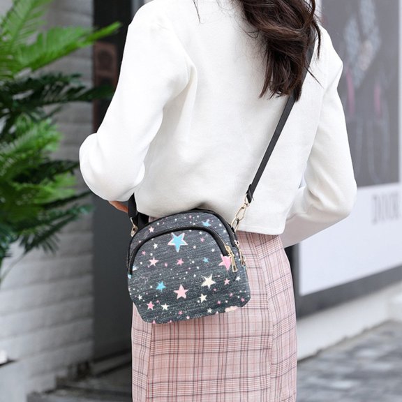 Alikpop Black Pentagram Casual Tote Bags with Multiple Pockets, Nylon Crossbody Tote Bag, Working Bag for Ladies (Black)