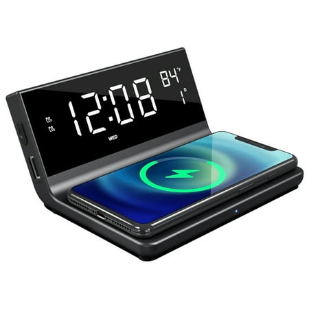 Supersonic Dual Alarm Clock 2 in 1 Wireless Charger SC 6025 QI Temperature Display