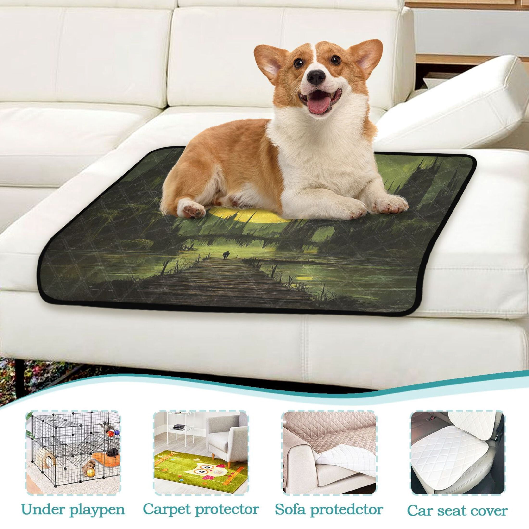 Qxltty Dark Ancient City Cat litter Pads Pet Set of 3 Diaper Mats Center Anti-leakage Layer Absorbent Soft and Comfortable