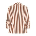 thumbnail image 5 of Fantaslook Women's Blazer Casual Work office Open Front Striped Blazer Striped 3/4 Sleeve Lightweight Fashion Jacket Brown 10(XL), 5 of 5