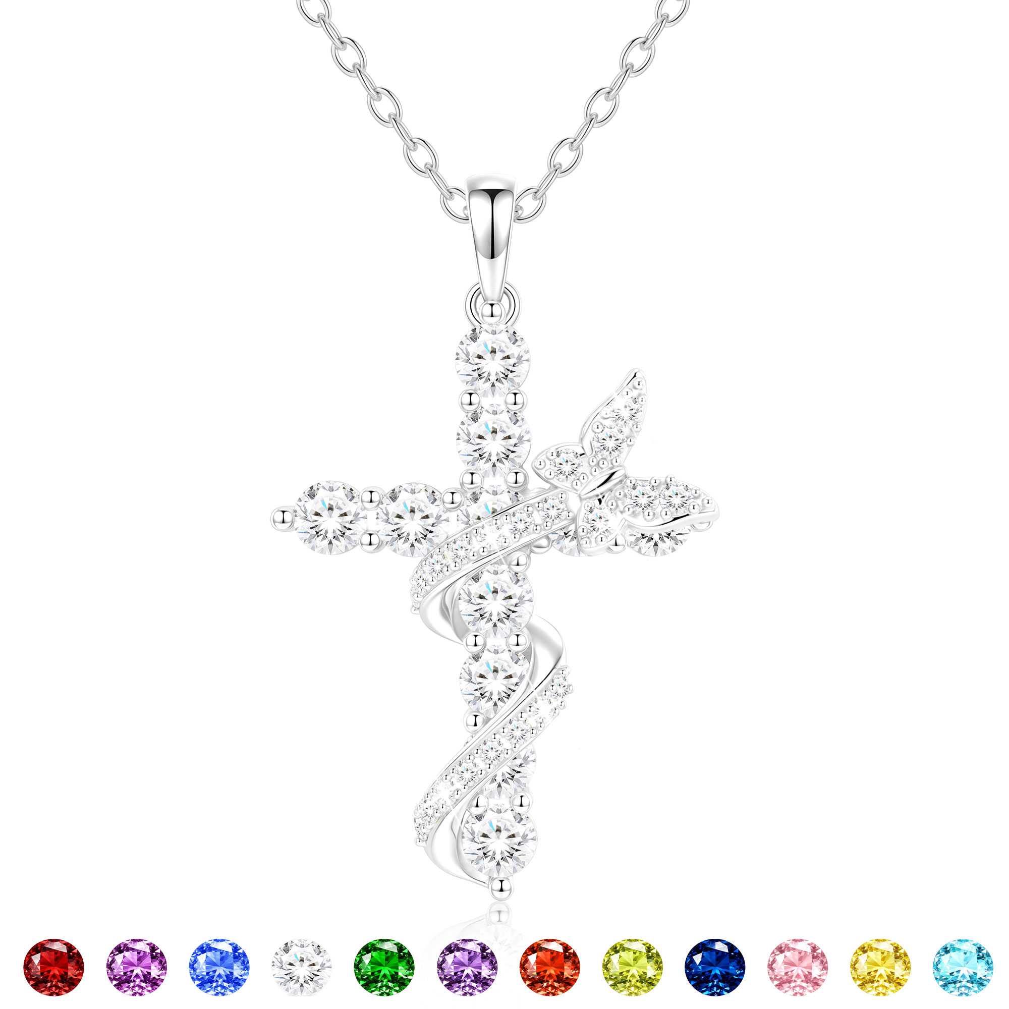 APSVO 925 Silver Plated Butterfly Cross Necklace photo 1