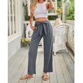 thumbnail image 1 of Pantalon Large à Taille Élastique avec Cordon pour Femmes Gris, 1 of 9
