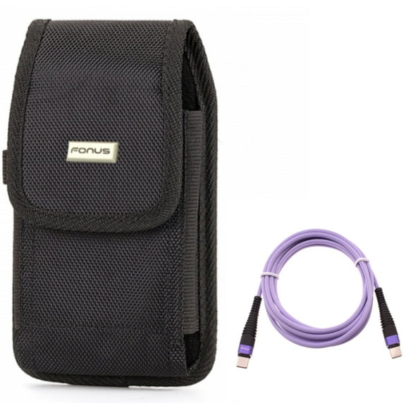 Swivel Case Belt Clip w Type-C to USB-C Purple 10ft PD Cable for Samsung Galaxy A73 5G,A53 5G,A33 5G Phones - Holster Rugged Cover Pouch, Fast Charger Cord Extra Long Power Wire