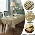thumbnail image 3 of Jacquard Tablecloth Rectangle Damask Fabric Table Cloth, Water Resistant & Wrinkle Free Polyester Table Cover for Kitchen Dining Tabletop Use (Rectangle/Oblong, 52" x 70" (4-6 Seats), Gold), 3 of 8