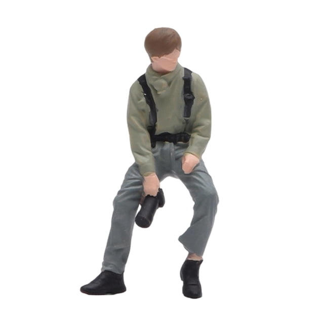 Modelo de fotógrafo masculino a escala 1:64, figura de fotógrafo sentado, escena de diorama, figura de resina, para micro paisaje de maquetas de ferro