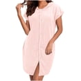 thumbnail image 2 of NominalSnug Womens Towel Dress Hooded Wearable Button Snaps Cover up Spa Beach Gym Bathrobe Towels Wrap, 2 of 8