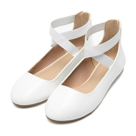 BURUDANI Mary Jane Shoes For Women Ladies Ballet Flats With Elastic Crossed Ankle Strap