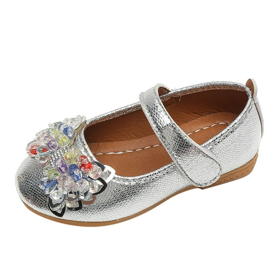 Otqutp Birthday Flower Girls Shoes 1-6 Years Fashion Autumn Girls Casual Shoes Flat Lightweight Colorful Bow Cute Shiny Dress Shoes