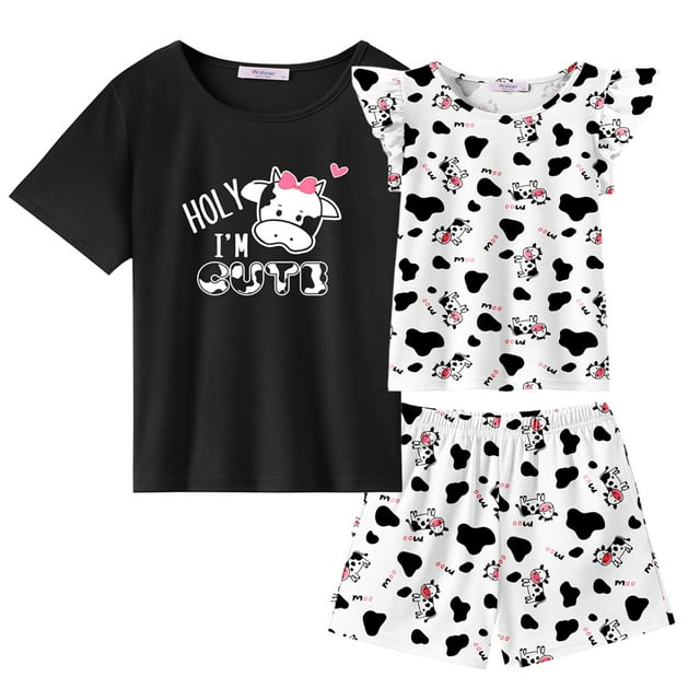 Conjunto de pijama Arshiner para niñas, manga corta, verano, 4-5 años