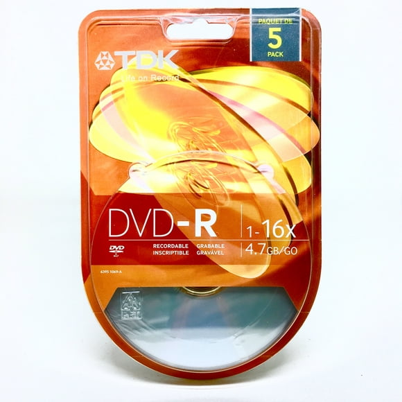 TDK DVD-R4.7GB Plaquette Thermoformée de 5 Paquets de SURFACE de LOGO Complet Mat Argenté 16X