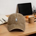 thumbnail image 6 of Byfri Khaki Halloween Ghost Embroidered Baseball Hat 56-62cm Adjustable Washed Cotton Dad Cap, 6 of 7