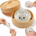 thumbnail image 3 of HZYZ 4" Squishy Dumpling Toys Giant, Galaxy Glitter Mystery Squishy Bun, Dumpling Stress Squeeze Balls with Steamer Box, Stress Relief Sensory Dumpling Squishy Toys for Everyone Anxiety Relief, Clear, 3 of 9