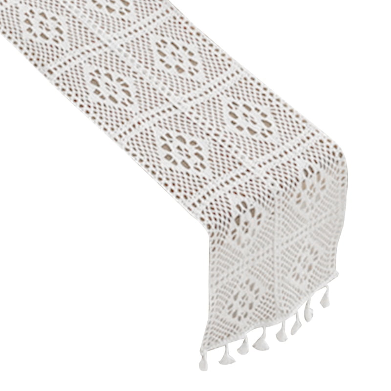 14x72" Beige Cotton Crochet Lace Table Runner FREE S&H 