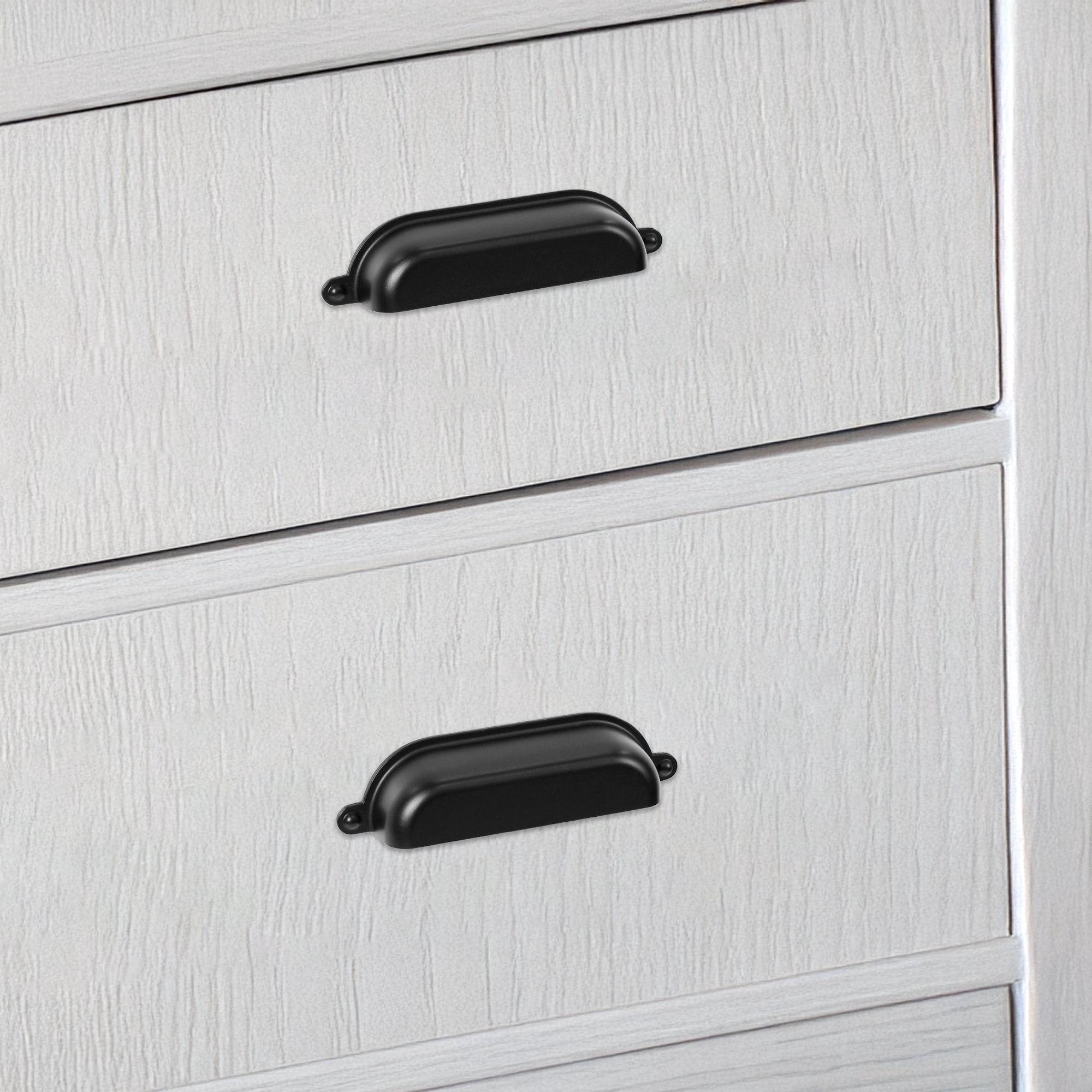 Lumi Home Furnishings Drawer Pull Vintage Library 3.75" Matte Black 2-Pack