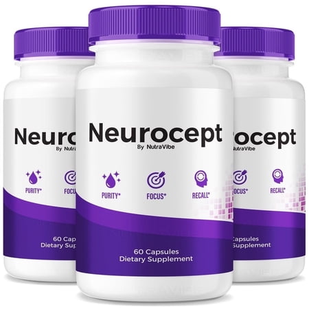 (3 Pack) Neurocept Capsules – Clean Daily Formula with Ingredients to Help Support Concentration, Cognitive Recall & Everyday Focus | Just 2 Easy-to-Swallow Pills a Day (180 Capsules)