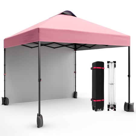 Gaderth 10x10 Pop Up Canopy Portable Commercial Canopy Tent Outdoor Sun Shelter Beach Tent With 1 Sidewall Vented Top Roller Bag 4 Sandbags 4 Ropes And 8 Tent Stakes For Home Party Event Camping