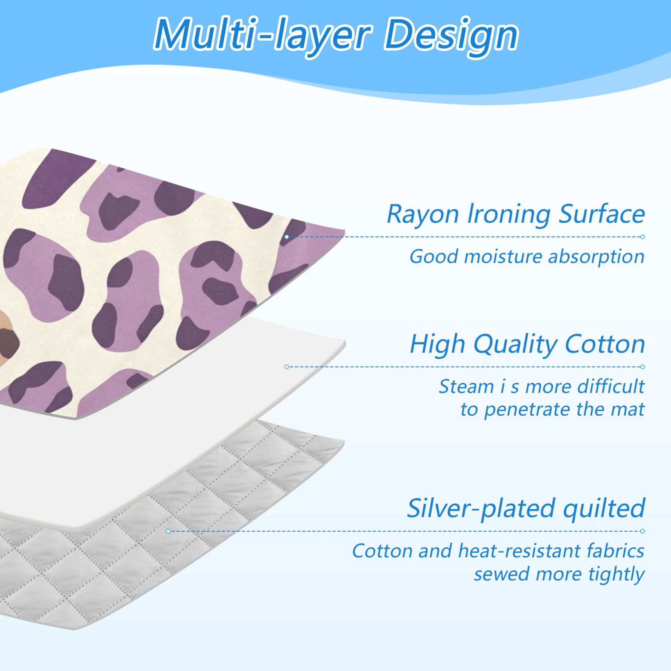 Purple Brown Leopard Skin Print Ironing Mat Blanket Portable Travel Ironing Pad Heat Resistant Pad 47.2" x 27.6”