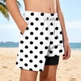 thumbnail image 4 of ITSAME Boys Swim Trunks, with Compression Liner Polka Dot Print Elastic Waist Quick-Dry Beach Shorts Black Size 7, 4 of 9