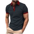 thumbnail image 2 of Fznquz Blue Mens Tshirts Basic Casual Polos Summer Regular Fit Solid Color Button Mens Shirt L, 2 of 5