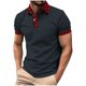 thumbnail image 1 of Mens Manga Corta Botón Abajo Camisas con Bolsillo de Impresión Solapa Cuello Gira Blusa de Suéter, 1 of 5