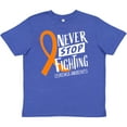 thumbnail image 3 of Inktastic Never Stop Fighting Leukemia Awareness Orange Ribbon Youth T-Shirt, 3 of 5