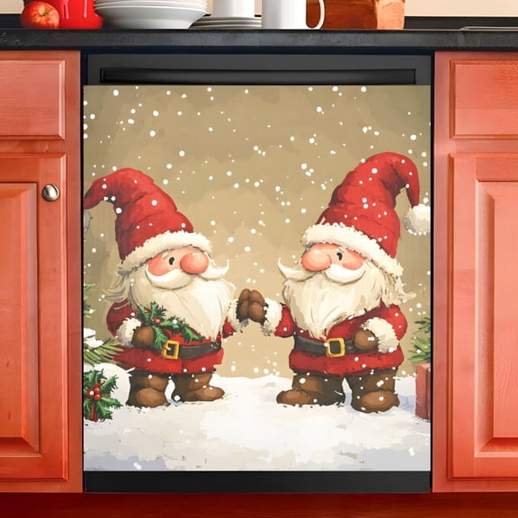 Ryvnso Gnomes Christmas Tree Dishwasher Magnetic Refrigerator Magnet Cover Kitchen Home Decorative 23"x26"