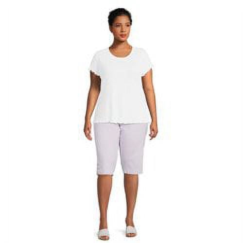 JMS Just My Size by Hanes Women's Plus Bling Tab Stretch Capri Pants