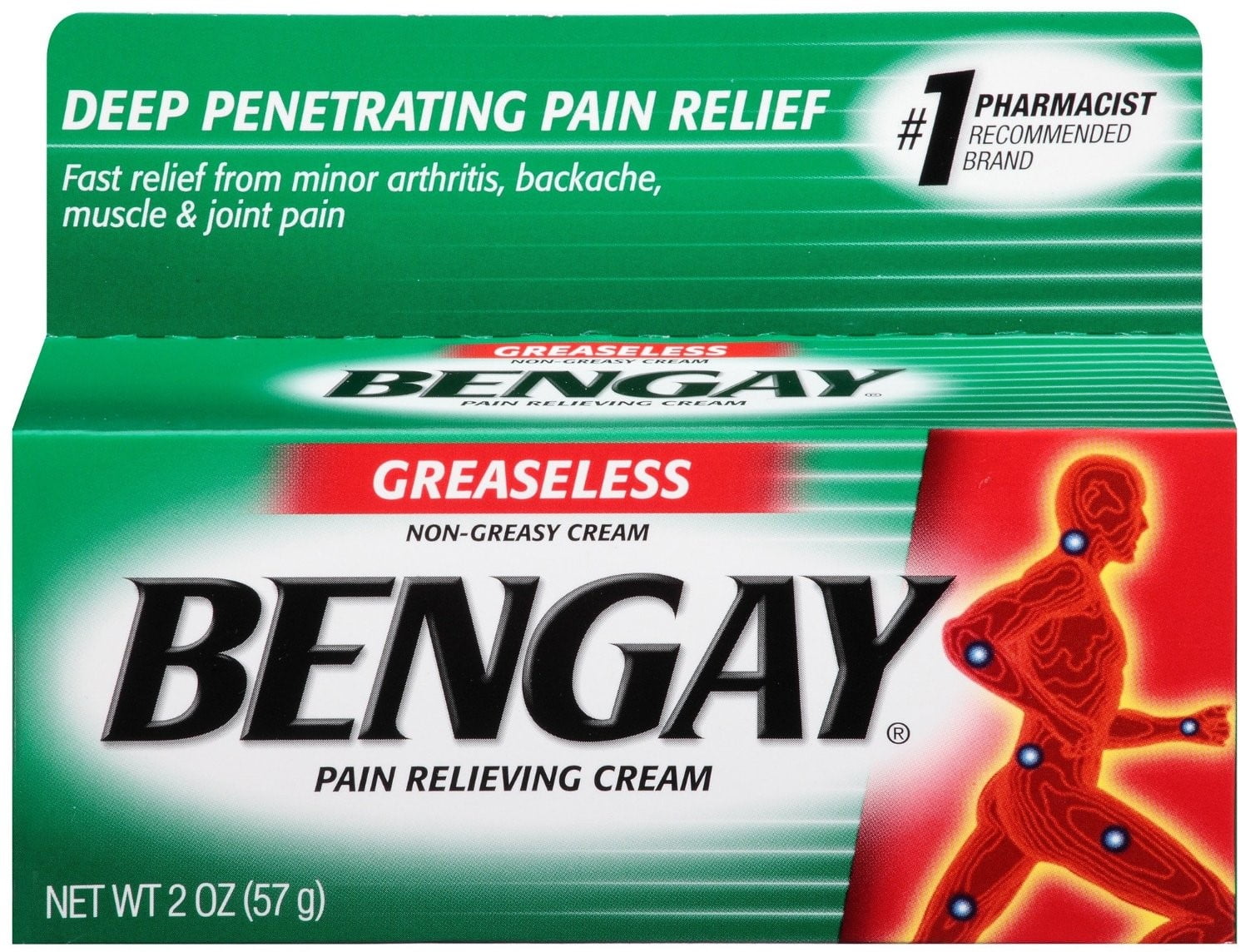 BENGAY Pain Relieving Cream Greaseless 2 oz (Pack of 3)