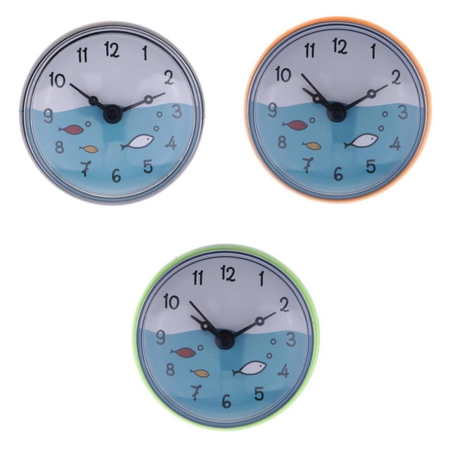 Reloj de baño de 3 piezas, impermeable, mini reloj de pared para baño, pantalla de tiempo portátil Negro5 Naranja5 Verde5