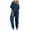 Blue, variant on Women Solid Color V Neck Jumpsuits Half Sleeve Long Rompers Beam Foot Baggy Overalls Pants Women Romper Ladies Romper Jumpsuit Strapless Jumpsuits for Women Jumpsuit with Flare Pants Prom Jumpsuit