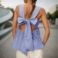 thumbnail image 2 of YAYUBA Workout Tank Tops Style Women's Tanks Summer Casual Spaghetti Strap Backless Bow Tie Top With Checkered Pattern Cute Trendy Going Out Tops, 2 of 6