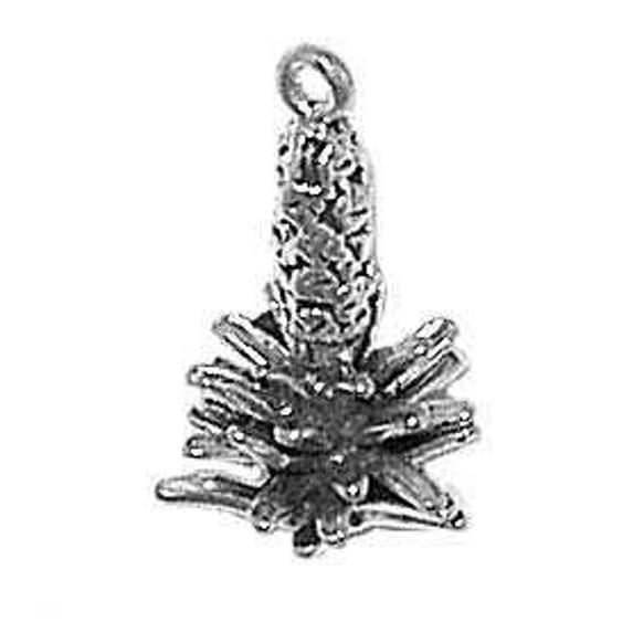 Sterling Silver 24" 1.2mm Box Chain 3D Yucca Desert Plant Pendant Necklace