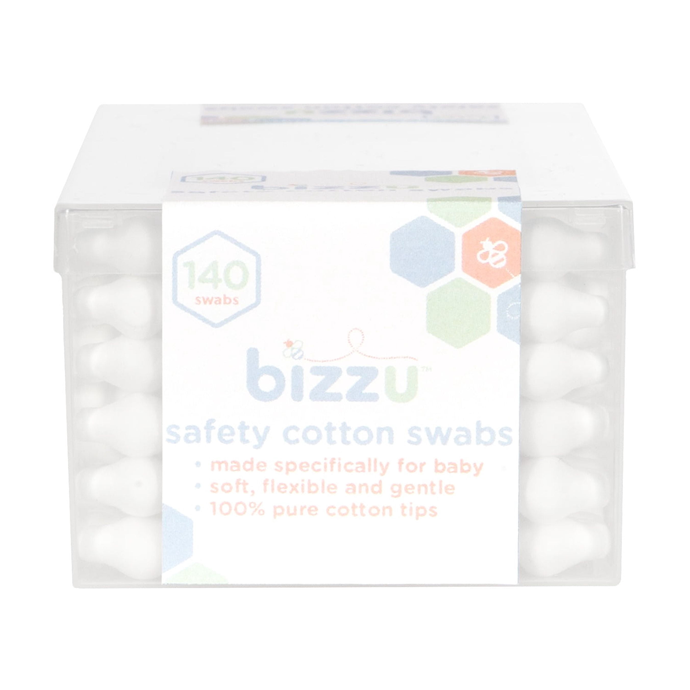(6 pack) Bizzu Safety Cotton Swabs, 140 Count, Baby Care, Soft, Newborn, Toddler, Gentle Pointed Tips