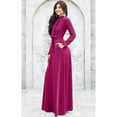 thumbnail image 2 of KOH KOH Long Sleeve Modest Fall Winter Pockets Evening Flowy Empire Waist Full Floor Length Cocktail Semi-Formal Tall Maxi Dress Gown Abaya For Women Fuchsia Magenta Pink XX-Large US 18-20 NT353, 2 of 6