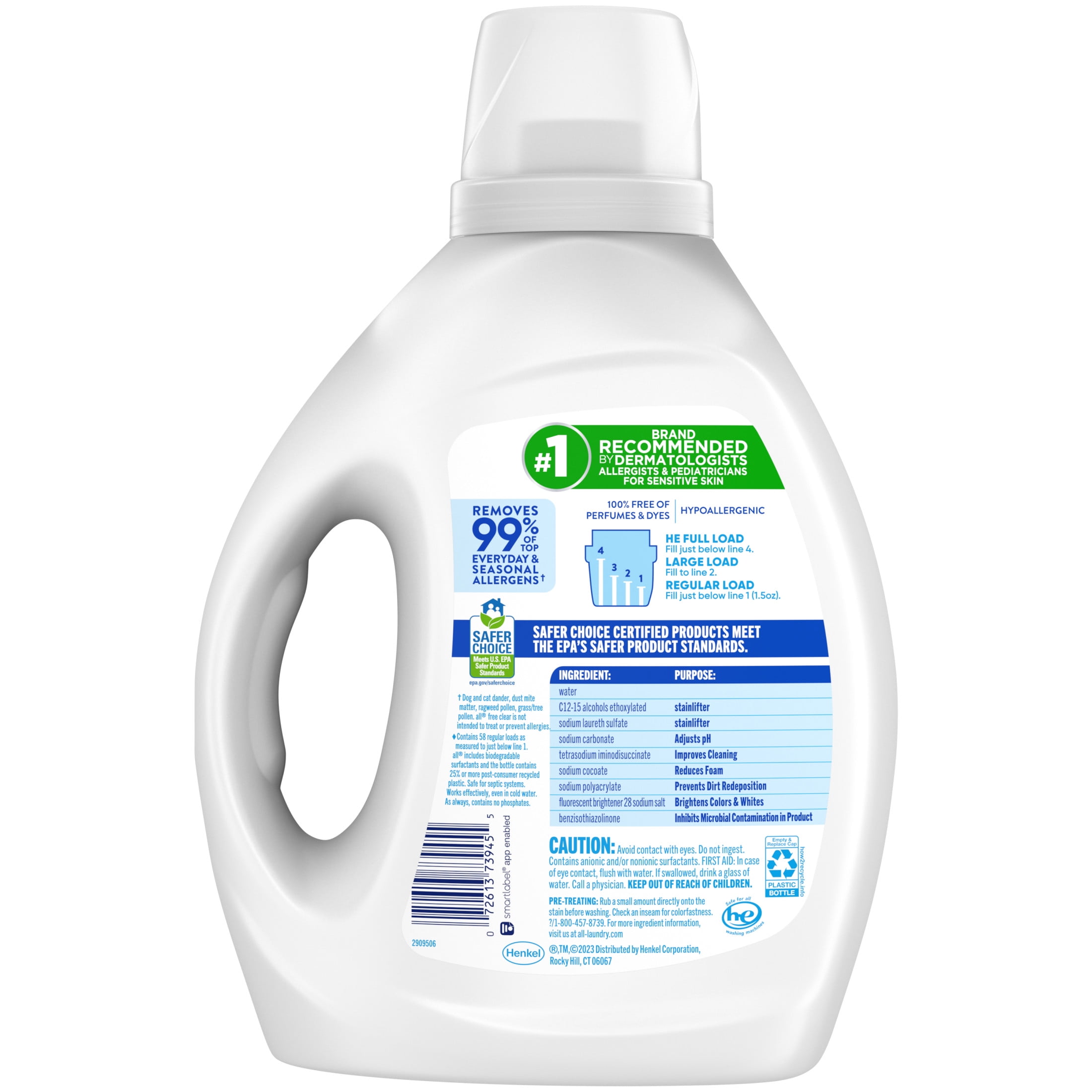 all free clear Liquid Laundry Detergent, 88 oz,  58 Loads