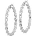 thumbnail image 3 of Sterling Silver Rhodium Plated Twisted 3.5X45mm Hoop Earrings (39 X 45) Made In India qe6759, 3 of 6