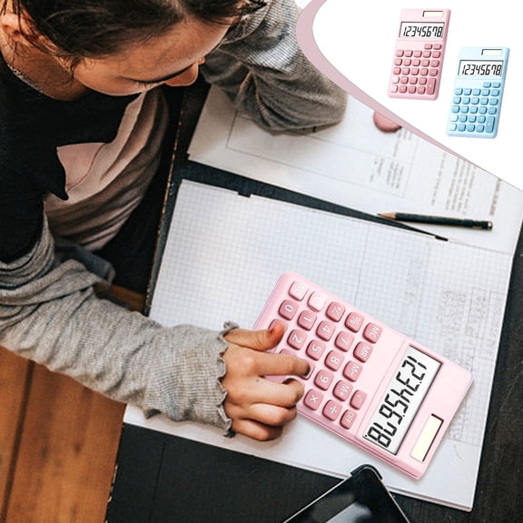 RFUGUG Portable Mini Calculator, High-Performance Solar-Powered 8-Digit Display, Stylish Design for Students, Compact Size for Easy Carrying, Perfect for School or Office