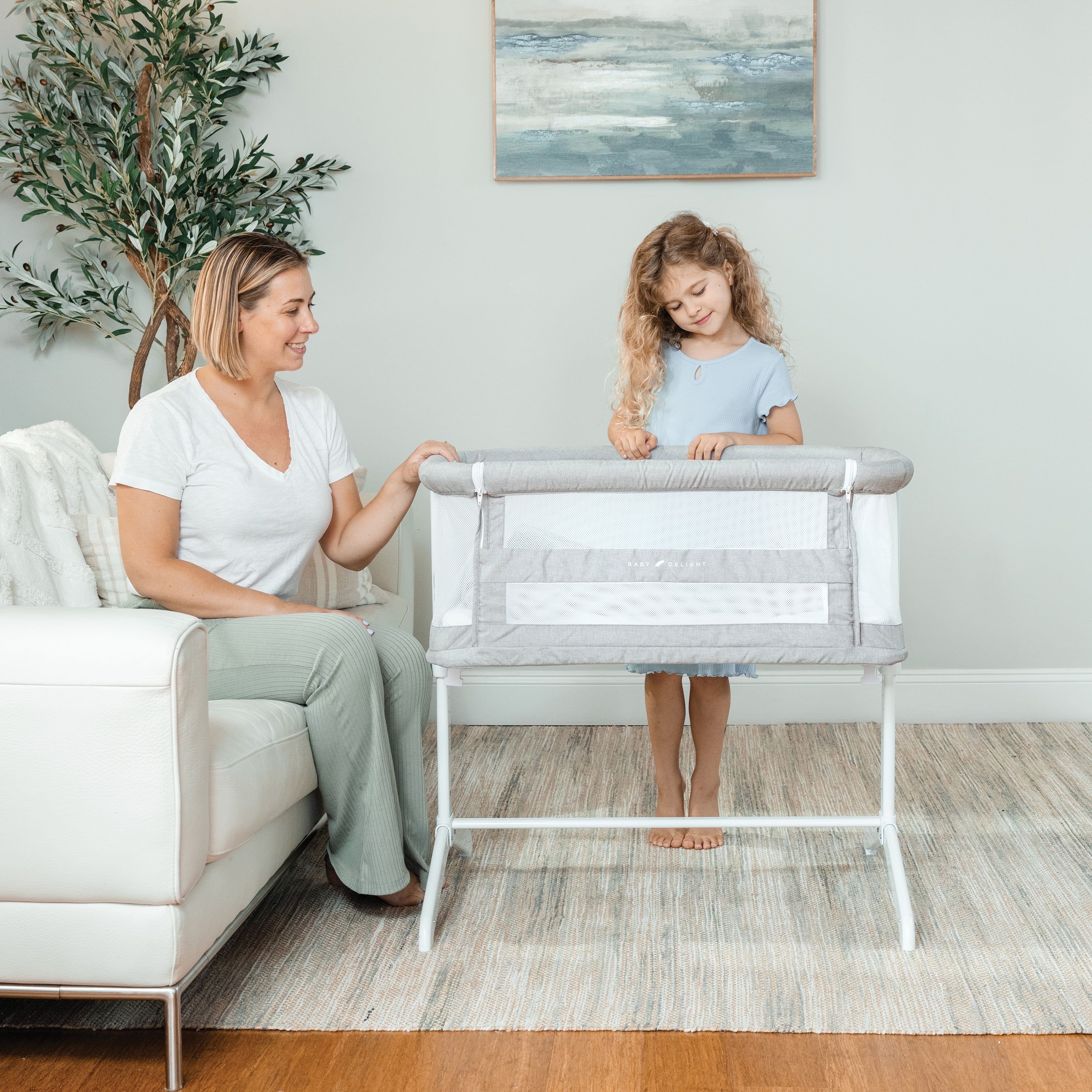 Baby Delight Beside Me Serenity Bassinet and Bedside Sleeper, Pebble Grey