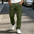 thumbnail image 2 of cfhntfmh Straight Leg Pants Men Casual Stretch Work Pants Loose Fashion Elastic Waisted Pants with Pockets (Green,X-Large), 2 of 7