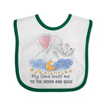 Inktastic My Oma Loves Me to the Moon and Back Elephant Family Boys or Girls Baby Bib