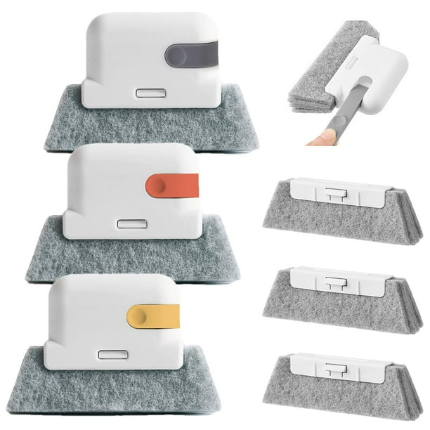 Kit de cepillo limpiador de rieles de ventanas mágico Diseño 3 en 1 para puertas corredizas Ventilaciones de automóviles Teclados Paquete de 3 herramientas de limpieza de ventanas con 3 cabezales de r