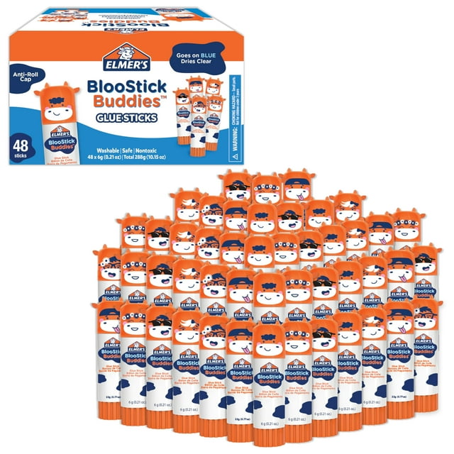Barras adhesivas Elmer's BlooStick Buddies, 6 g, 48 unidades, color azul