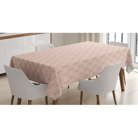 

Vintage Tablecloth Ornamental Patterns Motifs Strokes and Dots Curves Swirls Victorian Antique Rectangular Table Cover for Dining Room Kitchen 52 X 70 Blush and White by Ambesonne