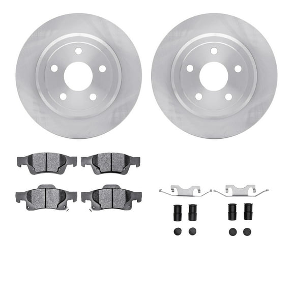 Dynamic Friction Company Rear Brake Rotors with Heavy Duty Brake Pads includes Hardware 6212-42001