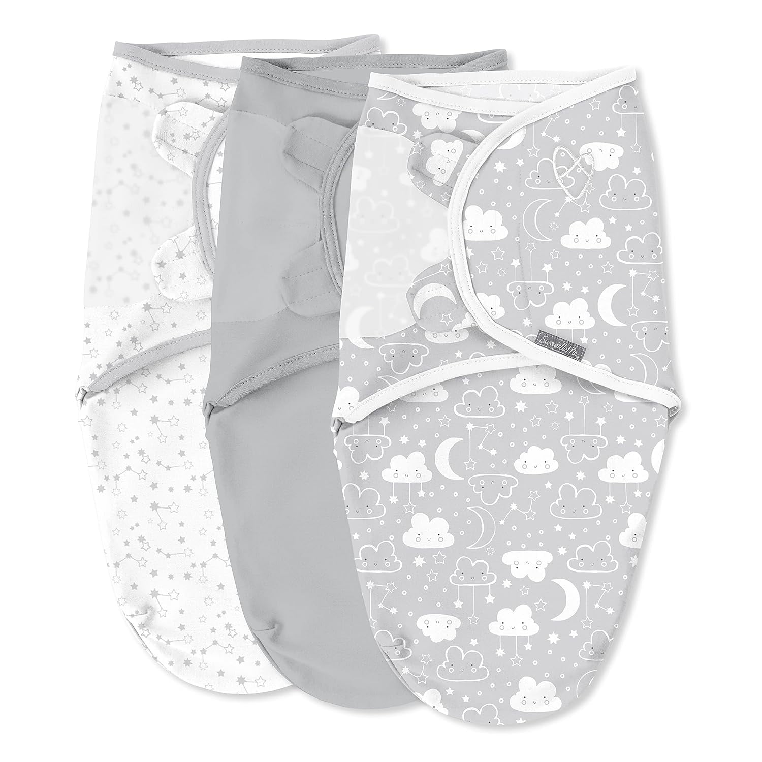 SwaddleMe Original Swaddle Blanket Newborn Soft Luxe Edition Fabric with Easy Change Zipper Ellie 2 Pack Grey Elephant and Triangle Prints Size Small 0 3 Months Walmart